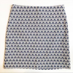 Talbots Classic A Line Skirt Scallop Blue White Pattern 2P